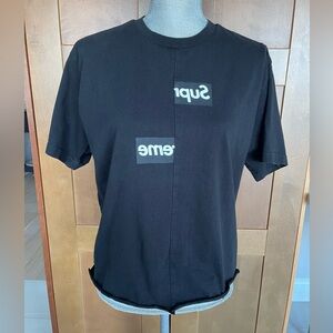 SUPREME x Comme des Garcons Black Split Box Logo Tee *Repurposed* Size Small